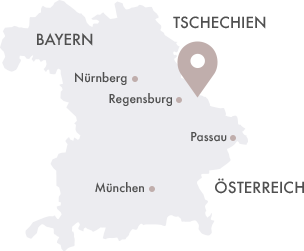 Kartenausschnitt von Bayern mit der Lage des Hotel Herzog Heinrich gekennzeichnet als Pin.